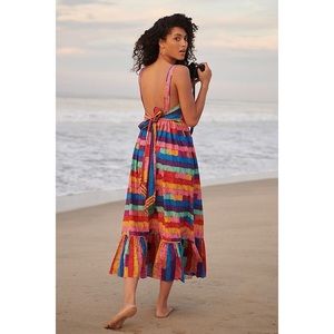 Anthropologie Soleil Embroidered Maxi Dress